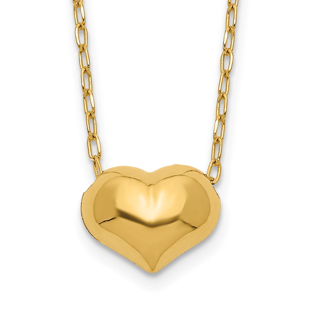 14k Madi K Small Hollow Heart w/ Chain and 1in ext. Necklace (GK623)