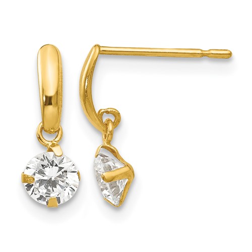 14K Yellow Gold Madi K CZ Dangle Post Earrings