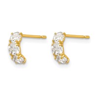 14K Madi K CZ Three Stone Post Earrings view 2