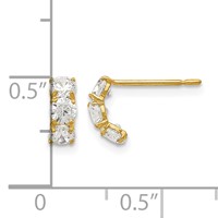 14K Madi K CZ Three Stone Post Earrings view 4