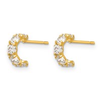 14K Yellow Gold Madi K CZ Five Stone J-Hoop Post Earrings view 2
