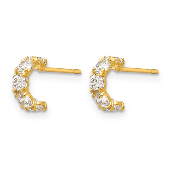 14k Madi K CZ Five Stone J-Hoop Childrens Post Earrings