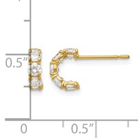 14K Yellow Gold Madi K CZ Five Stone J-Hoop Post Earrings view 4