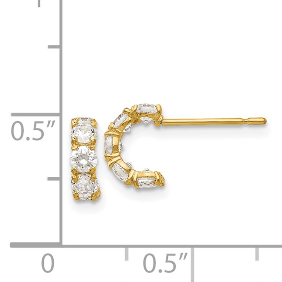 14k Madi K CZ Five Stone J-Hoop Childrens Post Earrings