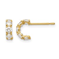 14K Yellow Gold Madi K CZ Five Stone J-Hoop Post Earrings view 1