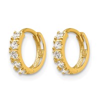 14K Yellow Gold Madi K CZ 3x 9mm Hinged Hoop Earrings view 2