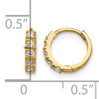 14K Yellow Gold Madi K CZ 3x 9mm Hinged Hoop Earrings view 4