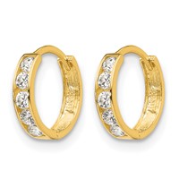 14K Yellow Gold Madi K CZ 3x 9mm Hinged Hoop Earrings view 2