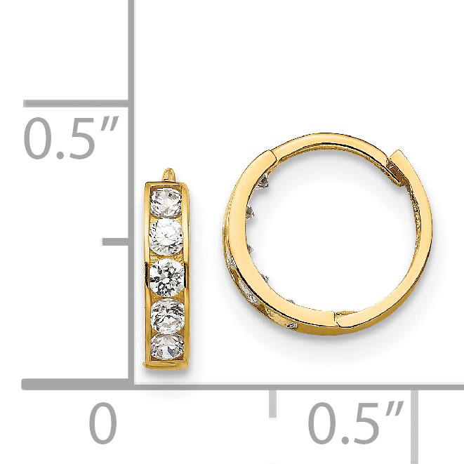 14k Madi K CZ Children's Hinged Hoop Earrings GK649 - Picture 4 of 5
