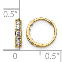 14K Yellow Gold Madi K CZ 3x 9mm Hinged Hoop Earrings view 4