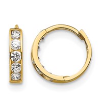 14K Yellow Gold Madi K CZ 3x 9mm Hinged Hoop Earrings view 1