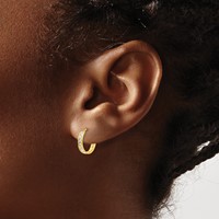 14K Madi K CZ 3x12mm Hinged Hoop Earrings view 3