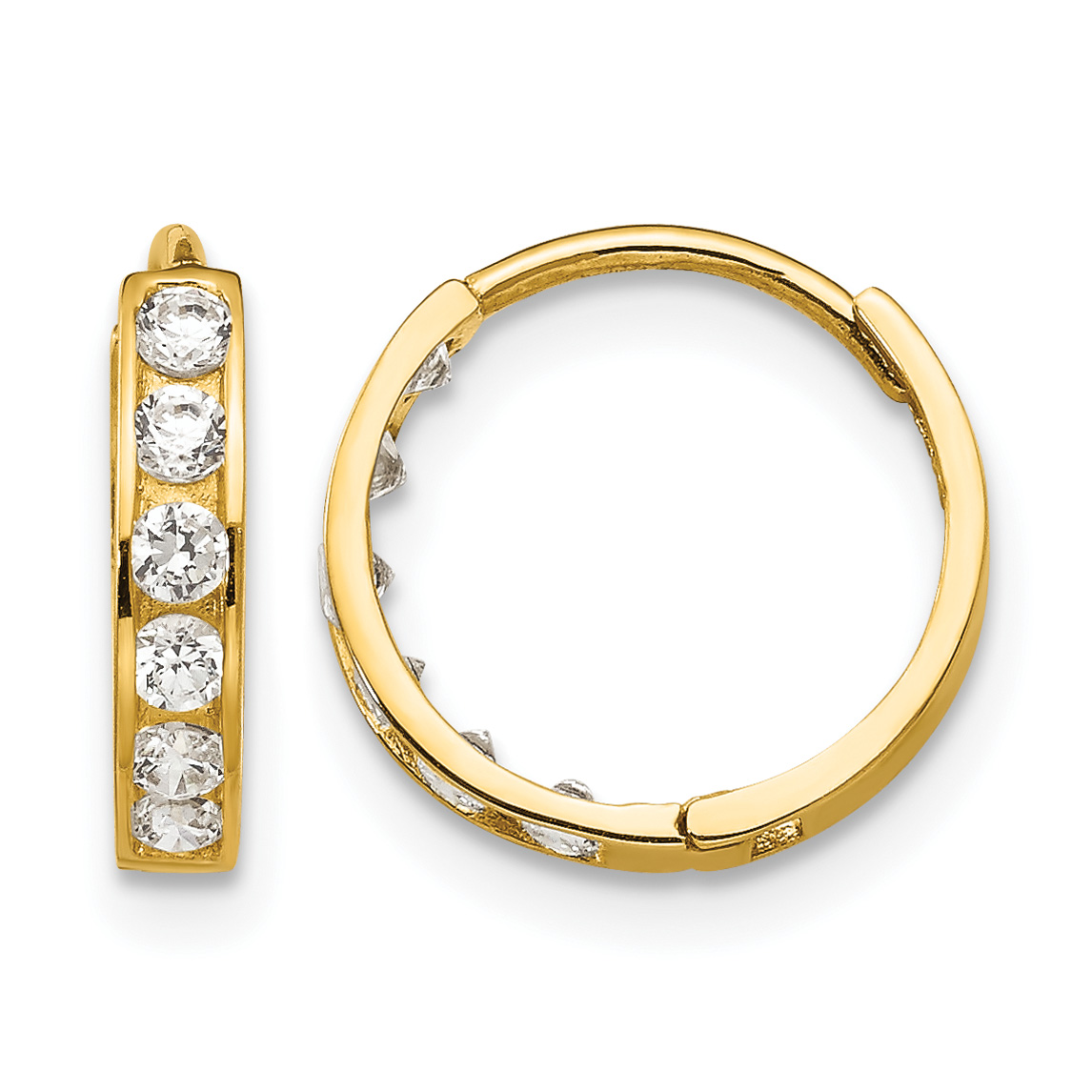 14k Madi K CZ Children's Hinged Hoop Earrings (GK650)