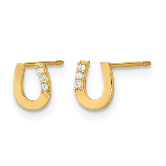 14k Madi K CZ Horseshoe Childrens Post Earrings