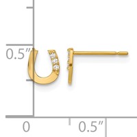 14K Yellow Gold Madi K CZ Horseshoe Post Earrings view 3