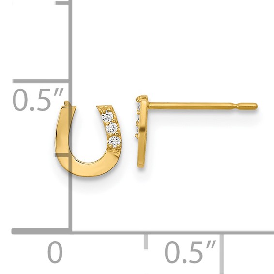 14k Madi K CZ Horseshoe Childrens Post Earrings