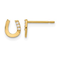14K Yellow Gold Madi K CZ Horseshoe Post Earrings view 1
