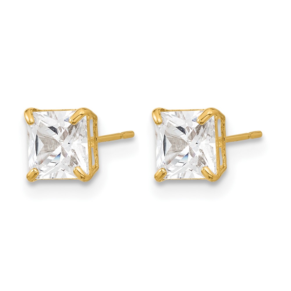 14k Madi K 5mm Square CZ Basket Set Stud Earrings (GK654)