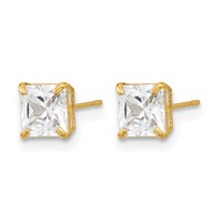 14K Yellow Gold Madi K 5mm Square CZ Basket-Set Stud Earrings view 2