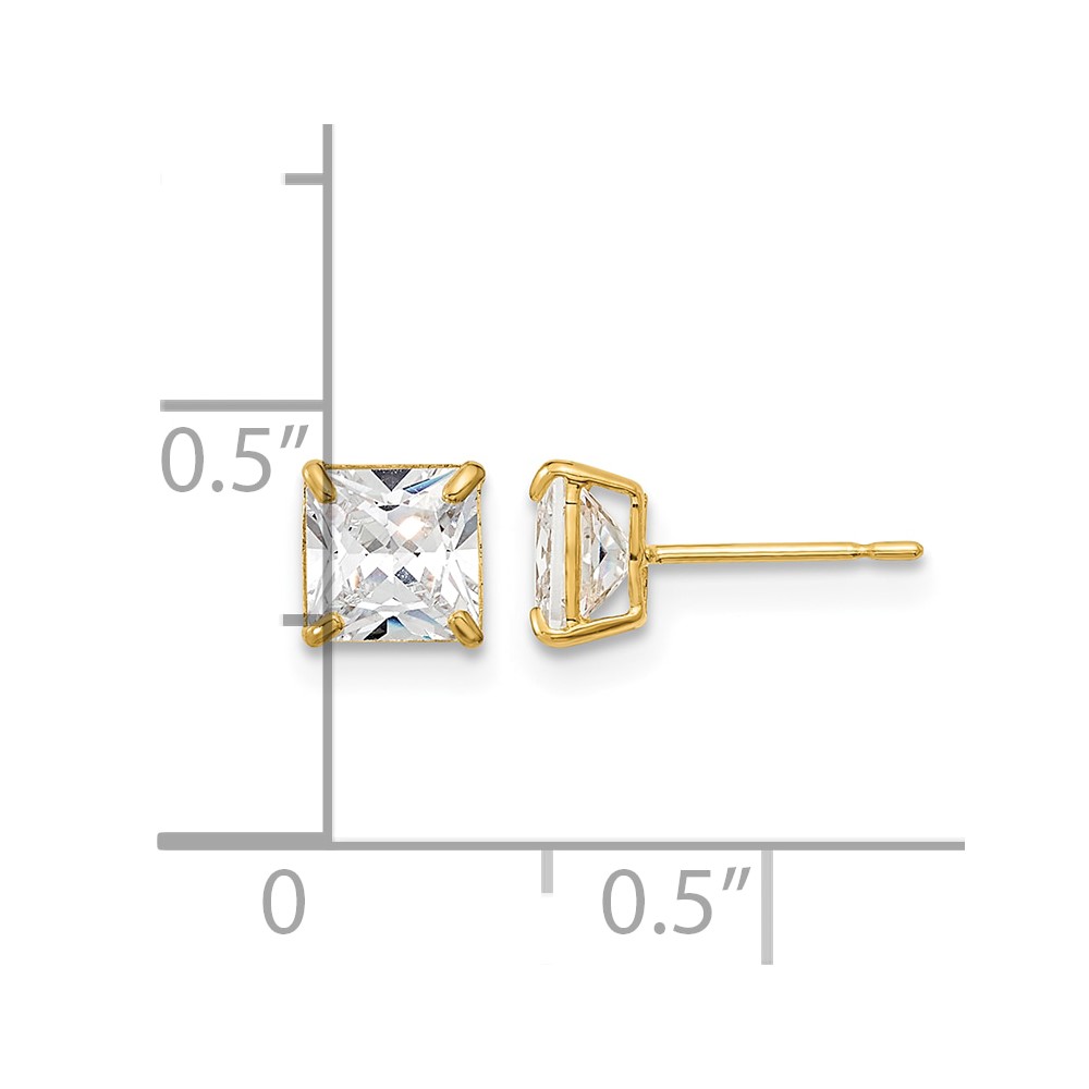 14k Madi K 5mm Square CZ Basket Set Stud Earrings (GK654)