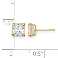 14K Yellow Gold Madi K 5mm Square CZ Basket-Set Stud Earrings view 3