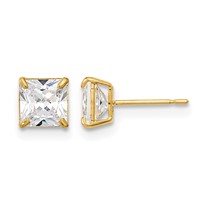 14K Yellow Gold Madi K 5mm Square CZ Basket-Set Stud Earrings view 1