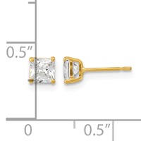 14K Yellow Gold Madi K 4mm Square CZ Basket-Set Stud Earrings view 3