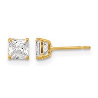 14K Yellow Gold Madi K 4mm Square CZ Basket-Set Stud Earrings view 1