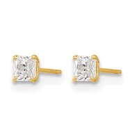 14K Yellow Gold Madi K 3mm Square CZ Basket-Set Stud Earrings view 2
