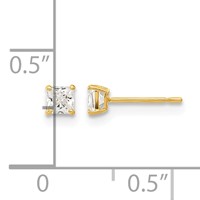 14K Yellow Gold Madi K 3mm Square CZ Basket-Set Stud Earrings view 4