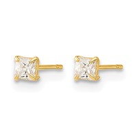 14K Yellow Gold Madi K 2.5mm Square CZ Basket-Set Stud Earrings view 2