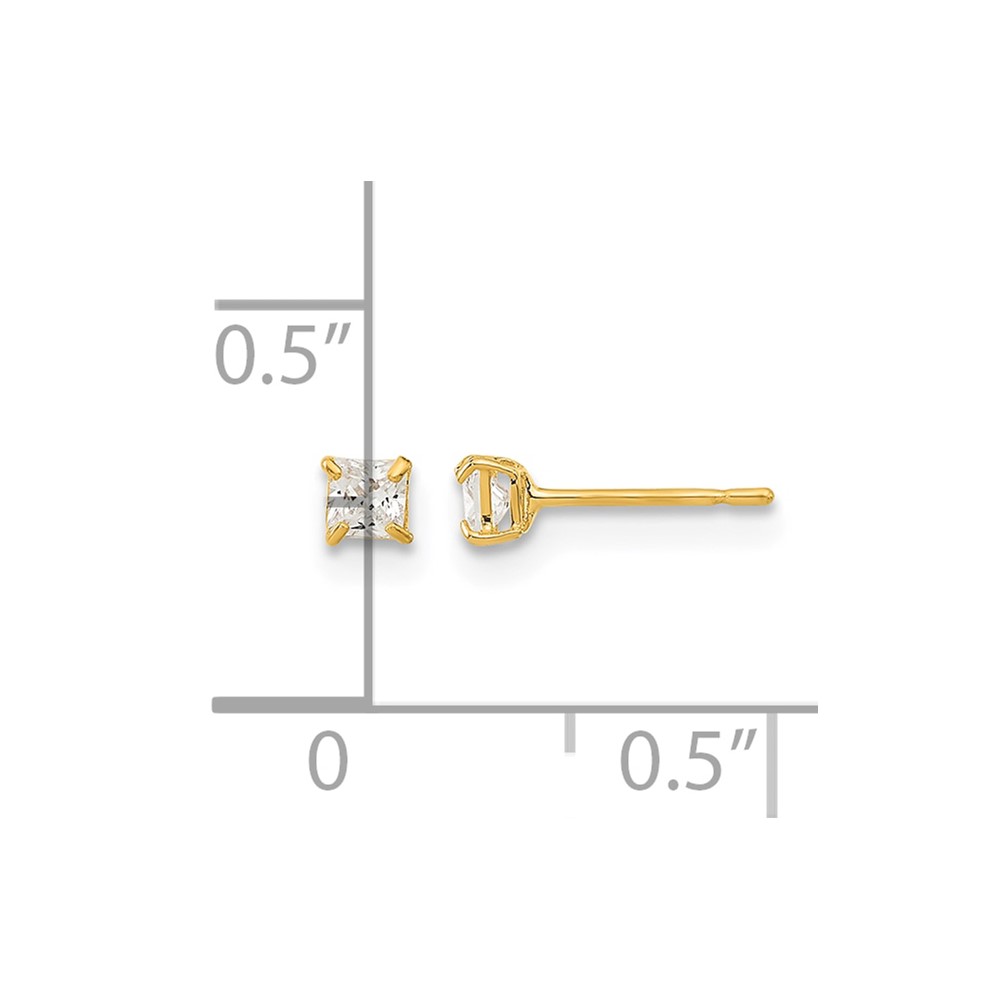 14k Madi K 2.5mm Square CZ Basket Set Stud Earrings (GK657)