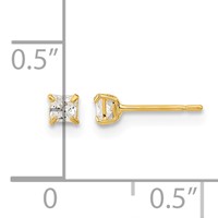 14K Yellow Gold Madi K 2.5mm Square CZ Basket-Set Stud Earrings view 4