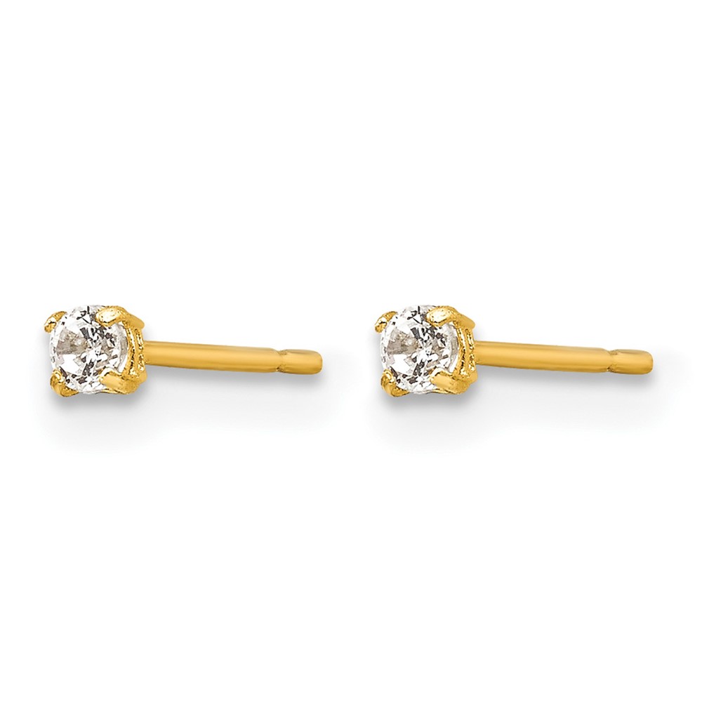14k Madi K 2mm Round CZ Basket Set Stud Earrings (GK659)