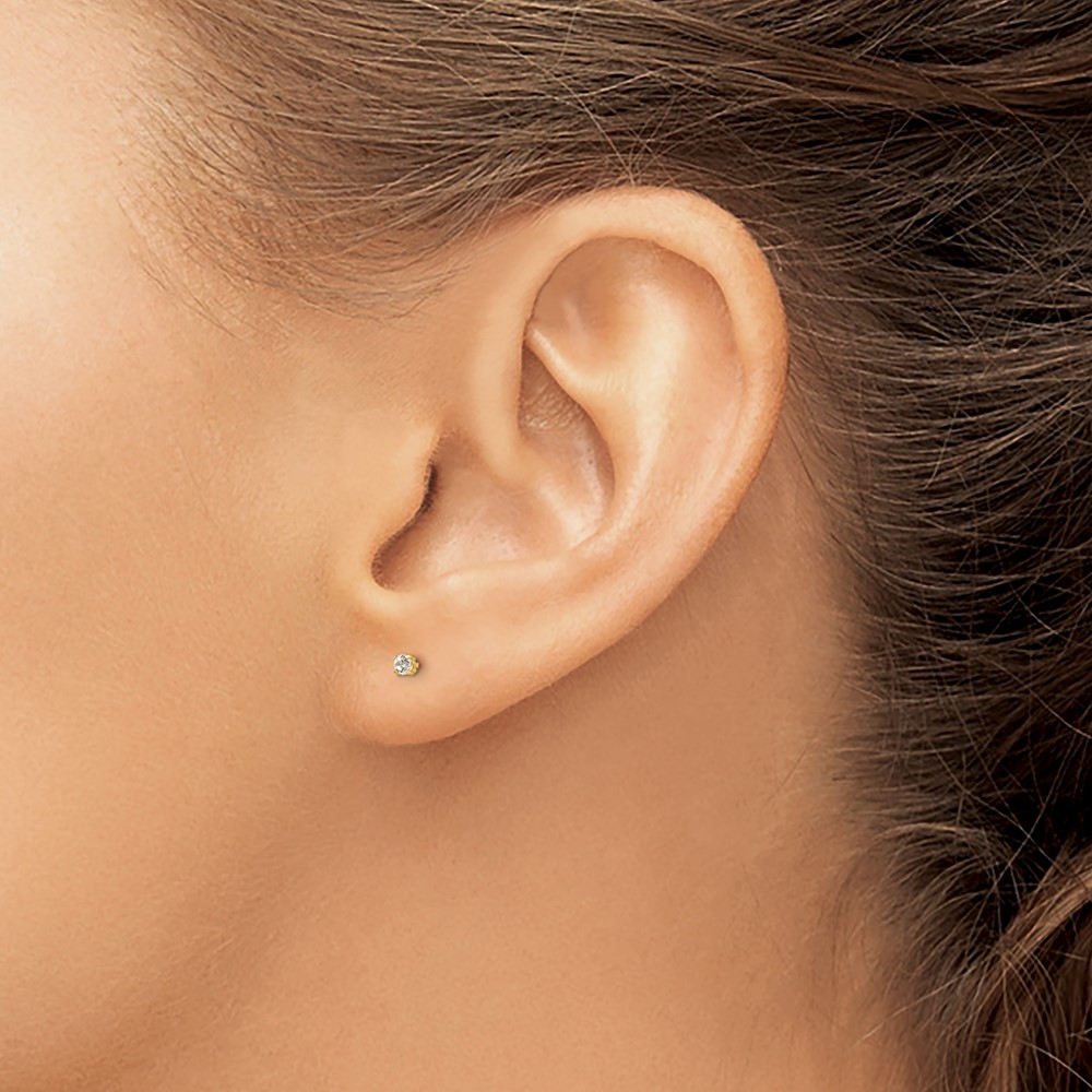 14k Madi K 2mm Round CZ Basket Set Stud Earrings (GK659)