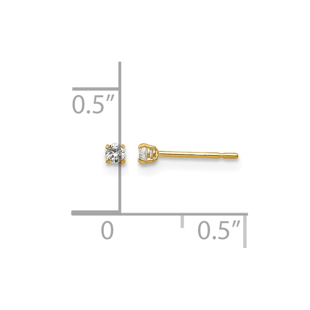 14k Madi K 2mm Round CZ Basket Set Stud Earrings (GK659)
