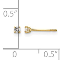 14K Yellow Gold Madi K 2mm Round CZ Basket-Set Stud Earrings view 4