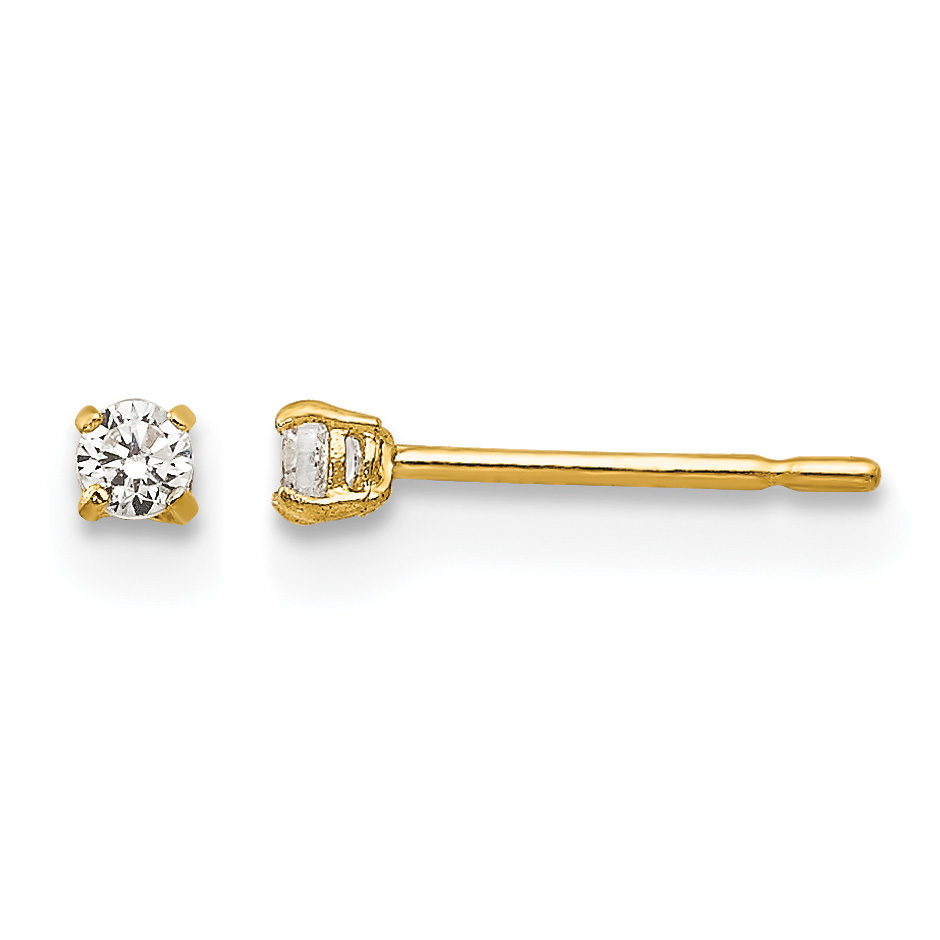 14k Madi K 2mm Round CZ Basket Set Stud Earrings (GK659)