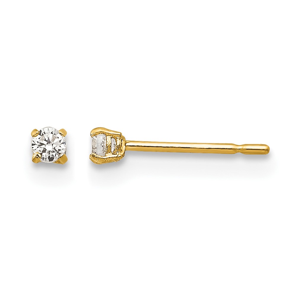 14k Madi K 2mm Round CZ Basket Set Stud Earrings (GK659)