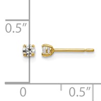 14K Yellow Gold Madi K 2.5mm Round CZ Basket-Set Stud Earrings view 4