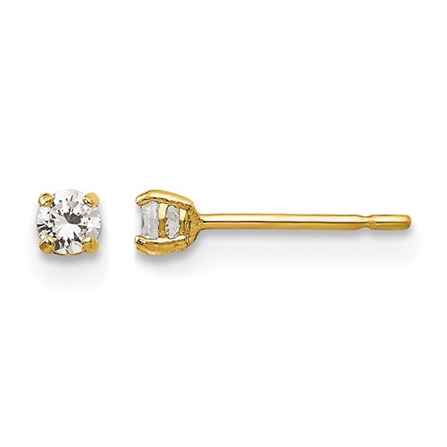 14K Yellow Gold Madi K 2.5mm Round CZ Basket-Set Stud Earrings
