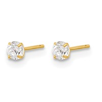 14K Yellow Gold Madi K 3mm Round CZ Basket-Set Stud Earrings view 2