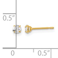 14K Yellow Gold Madi K 3mm Round CZ Basket-Set Stud Earrings view 3