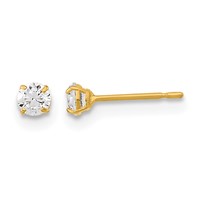 14K Yellow Gold Madi K 3mm Round CZ Basket-Set Stud Earrings view 1
