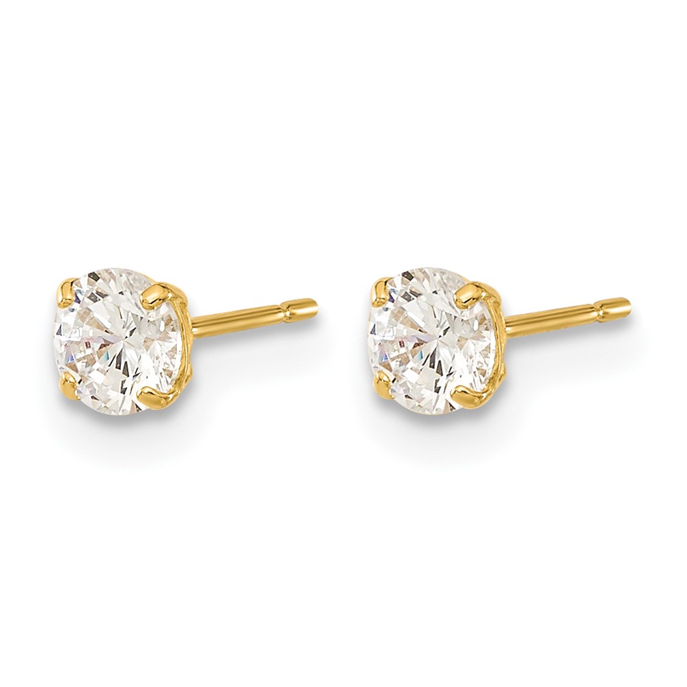 14k Madi K 4mm Round CZ Basket Set Stud Earrings (GK662)