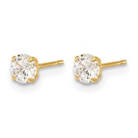 14K Yellow Gold Madi K 4mm Round CZ Basket-Set Stud Earrings view 2