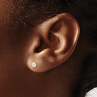 14K Yellow Gold Madi K 4mm Round CZ Basket-Set Stud Earrings view 3