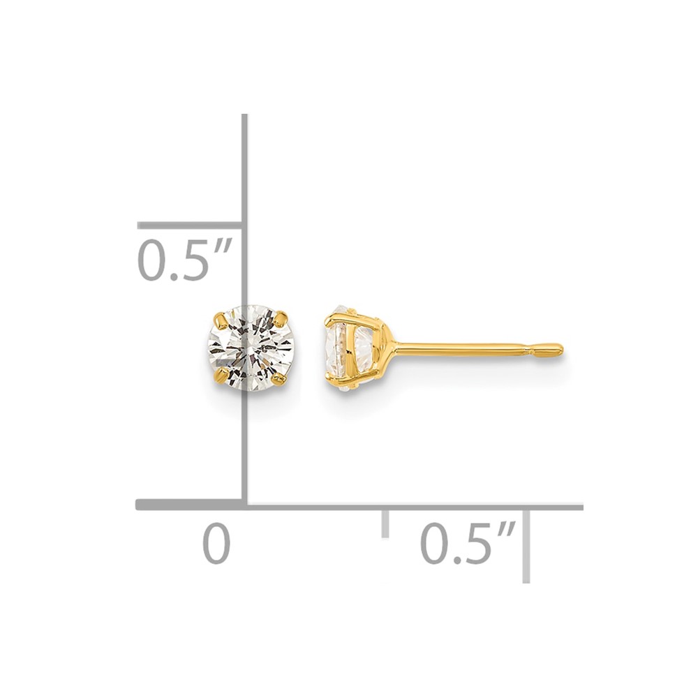 14k Madi K 4mm Round CZ Basket Set Stud Earrings (GK662)