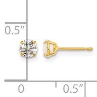 14K Yellow Gold Madi K 4mm Round CZ Basket-Set Stud Earrings view 4