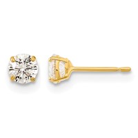 14K Yellow Gold Madi K 4mm Round CZ Basket-Set Stud Earrings view 1
